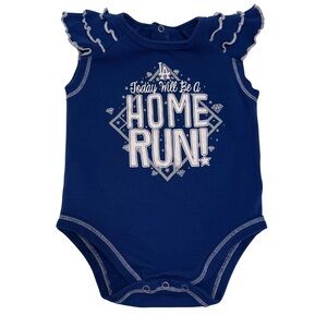 LA Dodgers Baby Girl Ruffle Onesie, Size 3-6M, Licensed MLB Baseball Merchandise